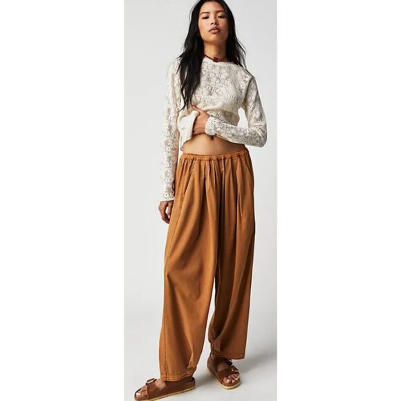 FREE PEOPLE To The Sky Parachute Low-rise Wide Leg Pant size XL Brown NWT - Picture 9 of 9